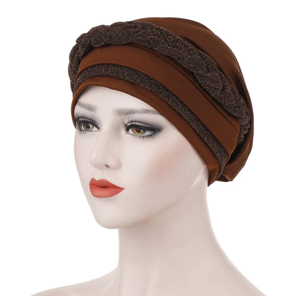 Multi-color Crystal Three-layer Hemp Turban Hat