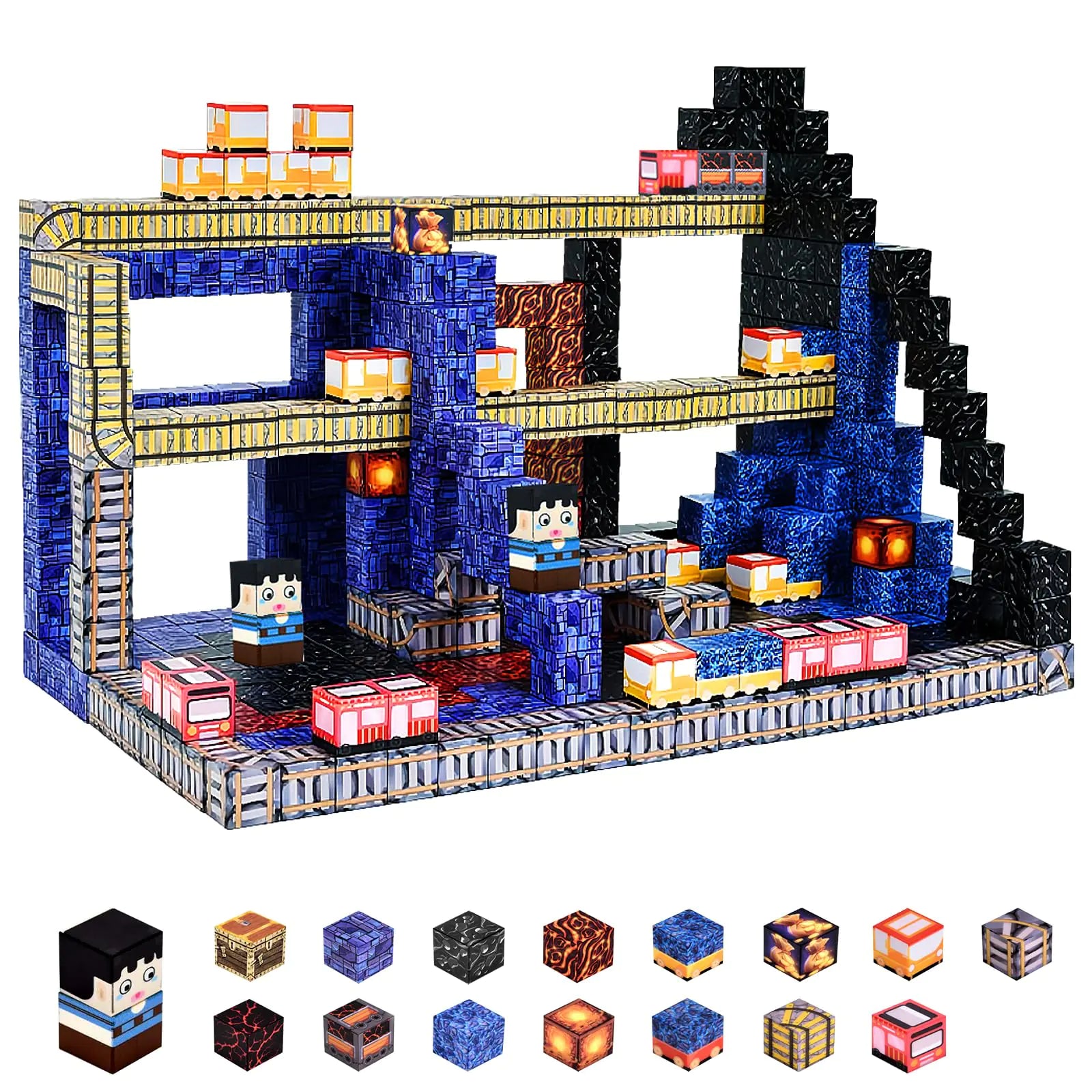 Aleath Magnetic Blocks Building Toys for Kids: 100PCS Magnet Cubes Trains Set - Kids Toys for Christmas Birthday Gifts - Magnetic Toys for Boys & Girls 3+