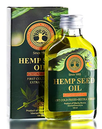 Siberian Hemp Seed Oil Premium Quality Extra Virgin First Cold Press Hemp Seed Oil 100 ml (3.4 Fl Oz)