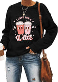 Dahuiya Leopard Valentines Day Sweatshirt Womens Cute Love Heart Valentines Shirts VDay Shirt (A-Black L)