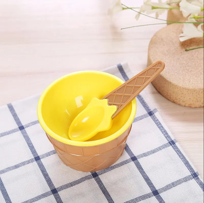 Kids Ice Cream Bowl and Spoon Set (1 Set)