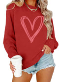 LAZYCHILD Valentines Day Sweatshirt Women: Valentine Shirts Heart Graphic Shirt Valentine Gifts Long Sleeve Tops Red