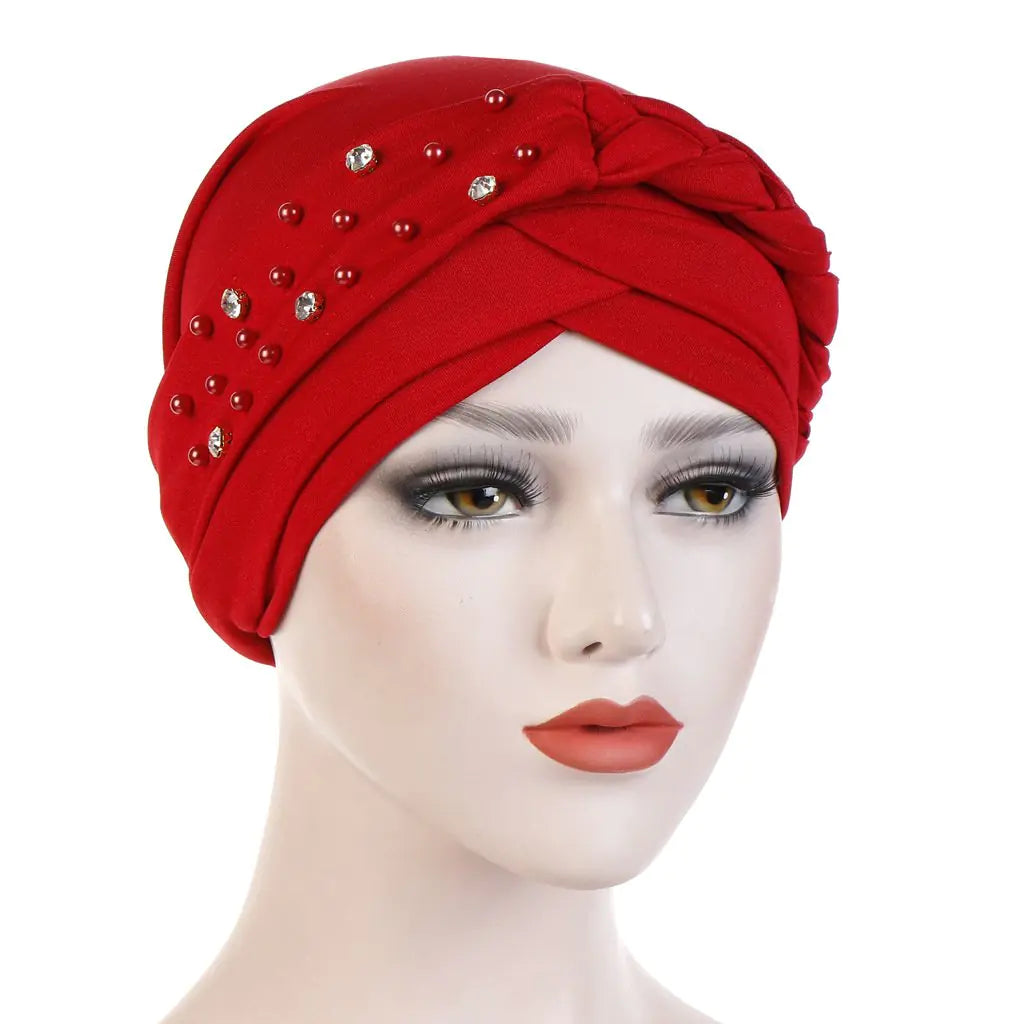 Multi-color Crystal Three-layer Hemp Turban Hat