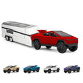 1/32 Tesla cybertruck Toy car 3-in-1 Travel Cybertruck RV Set with Metal Pickup Removable Camper & Off-Road Motorcycle Cyberquad Cool Sound & Light EffectsChristmas Birthday Gift (Red)